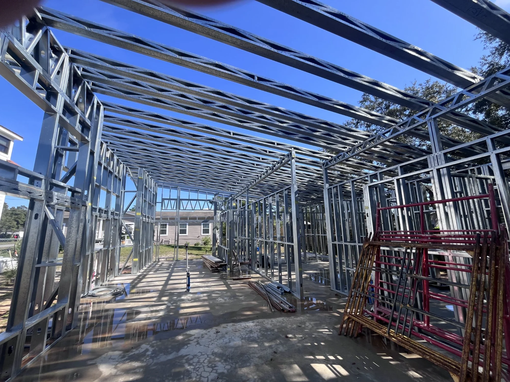 Interior steel wall and roof framing in Indiana