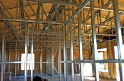 Barndominium interior framing in Indiana
