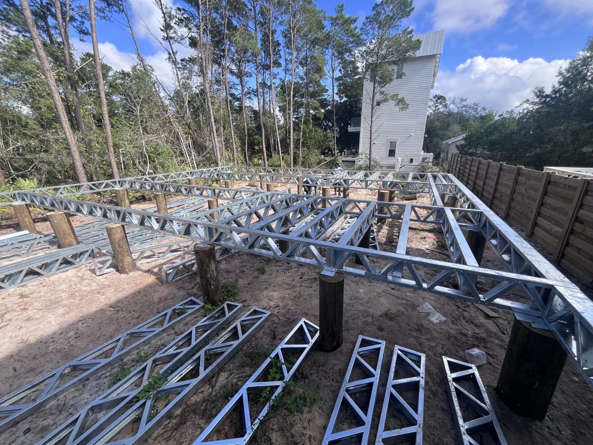 Steel floor joist system on Indiana foundation