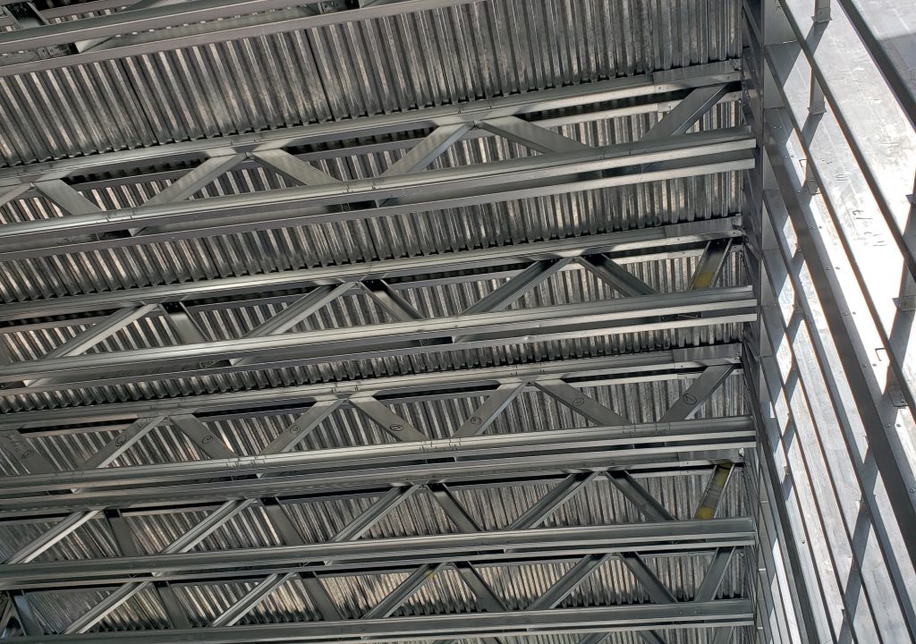 Barndominium ceiling trusses in Indiana
